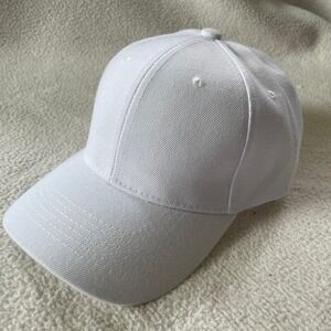 Unbranded Baseball Cap Mens OS White Acrylic Wool Blend Adjustable Hook Loop Hat